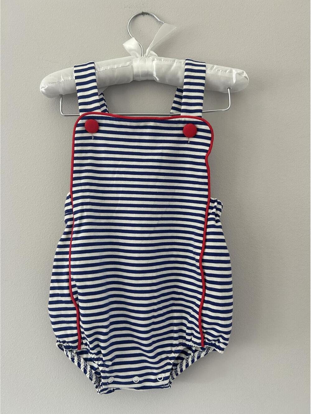 Three Sisters Striped Romper with Red Buttons 100% Cotton Girls Size 2T (NWT)